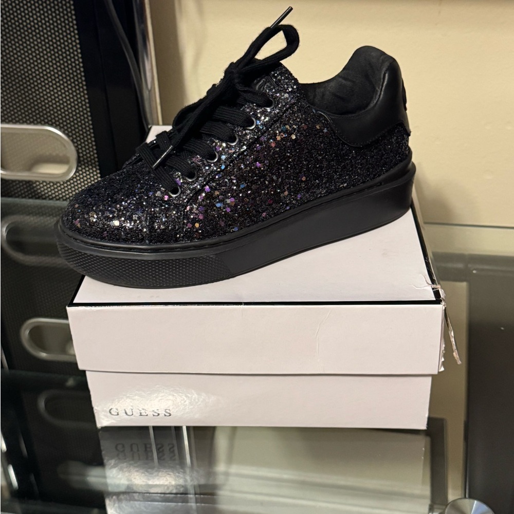 GUESS Women's Sparkling Black Sneakers